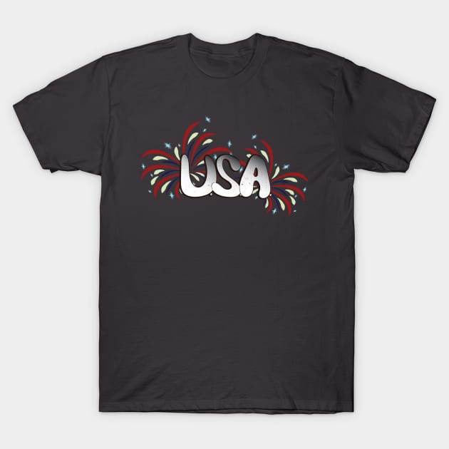 USA Fireworks T-Shirt by EdwardLarson